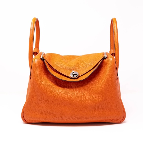 Hermes Handbags - Hermes Clemence Lindy 30 Bag Feu PHW
